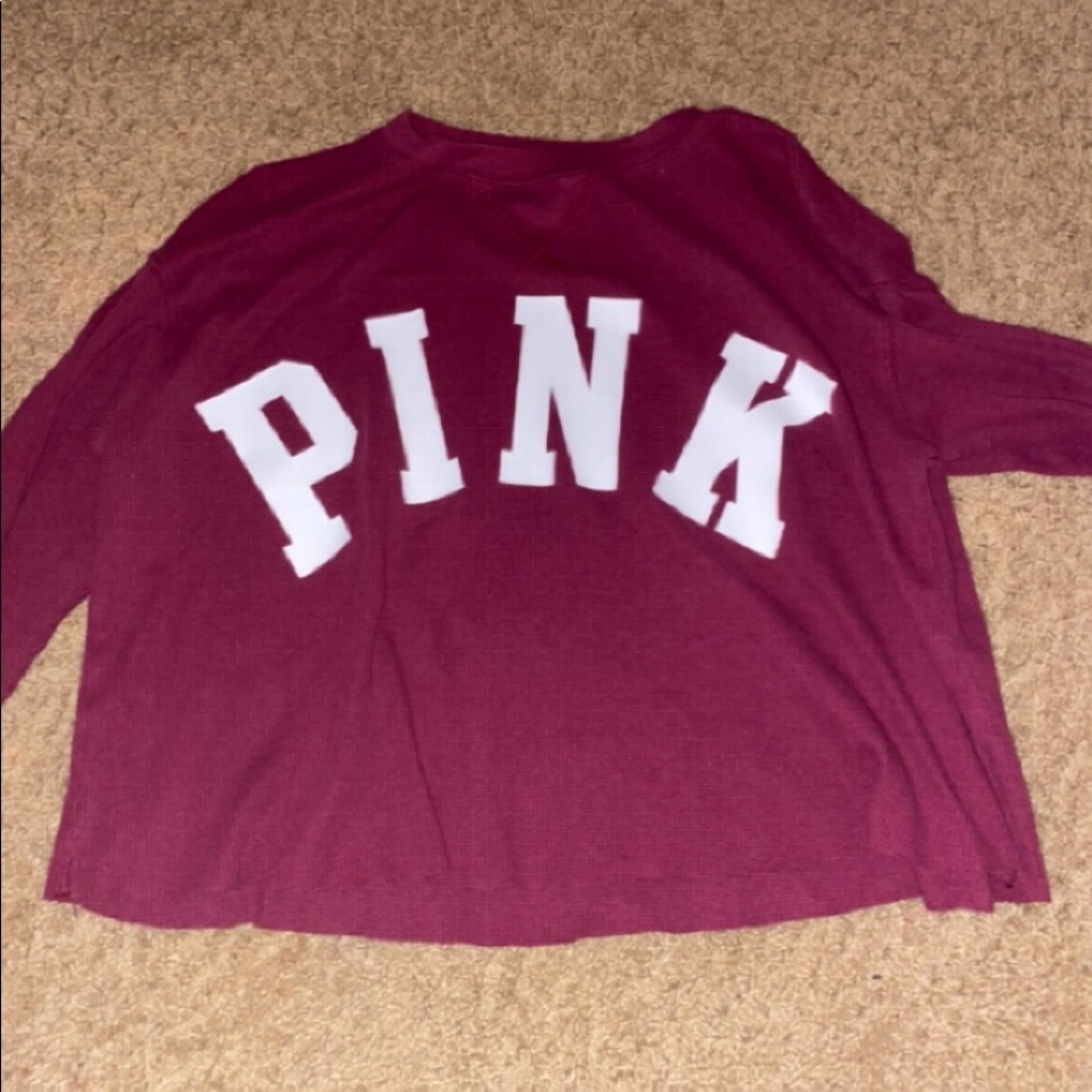 PINK maroon cropped long sleeve
